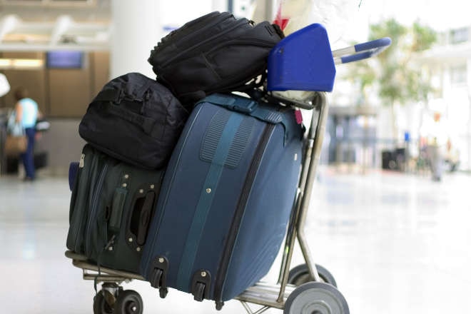 Stack of suitcases on a trolly