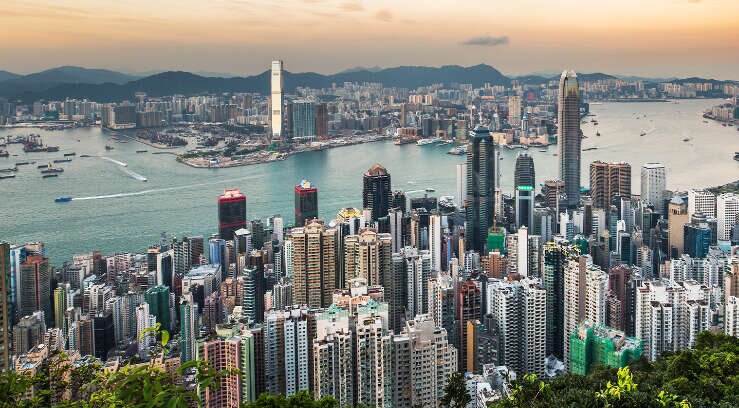 Hong Kong skyline at sunset