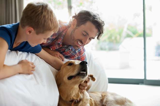Family with dog