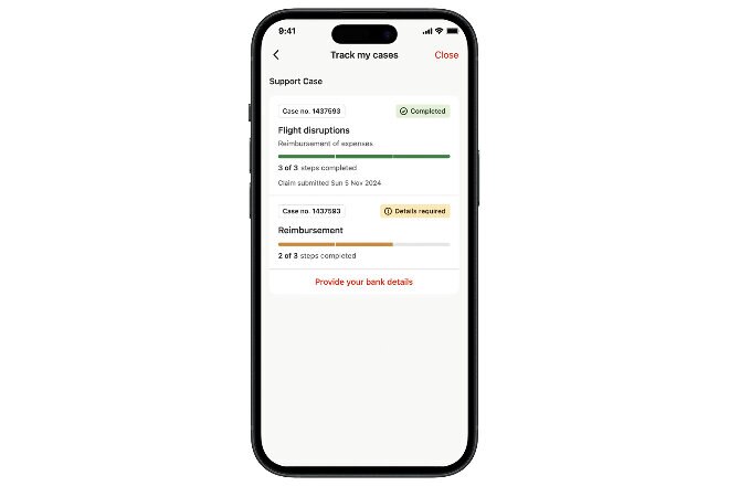 Case success screen in Qantas App