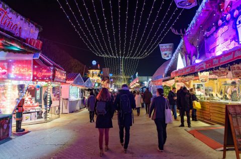 Paris La Défense Christmas Market in France at night