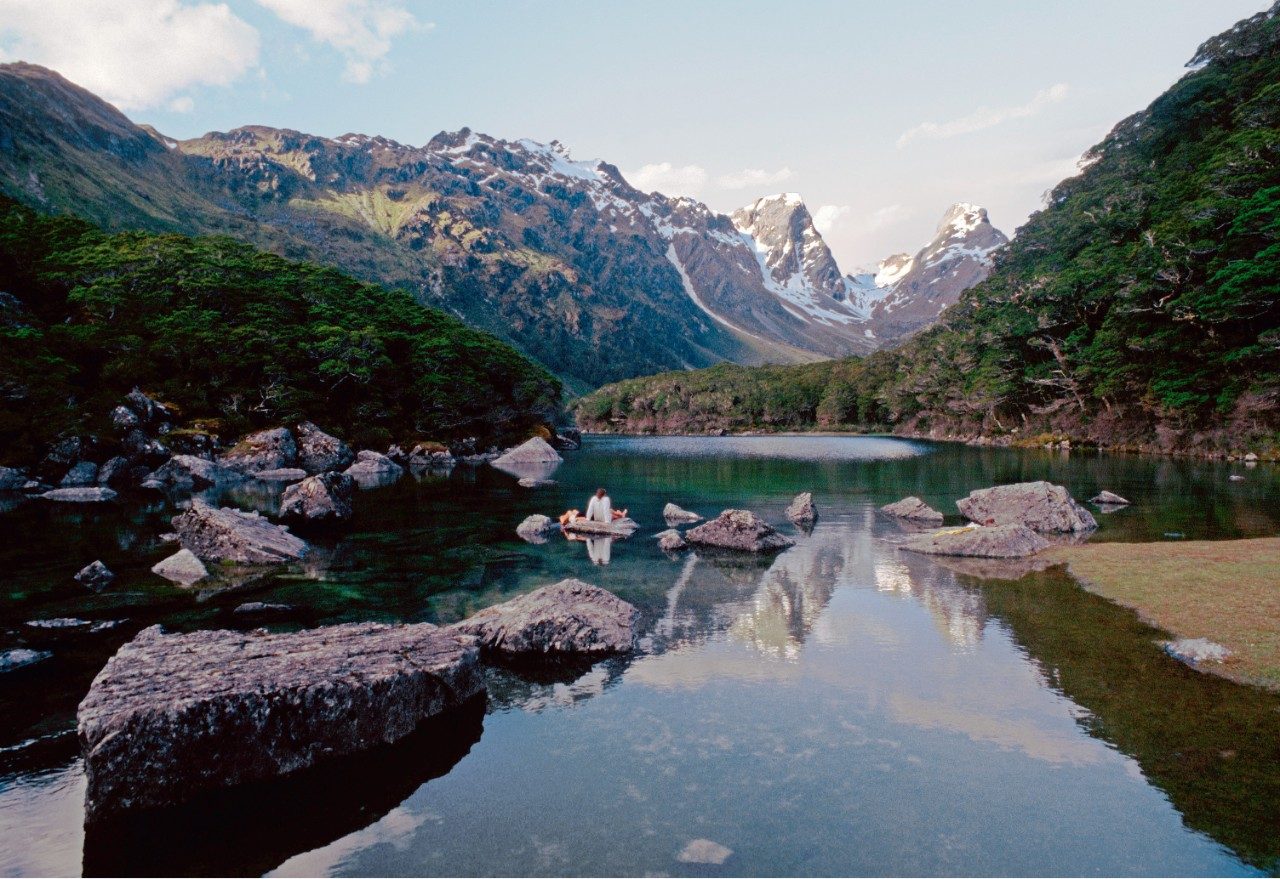 Emily Peak reflected in Lake Mackenzie on the Routeburn Track