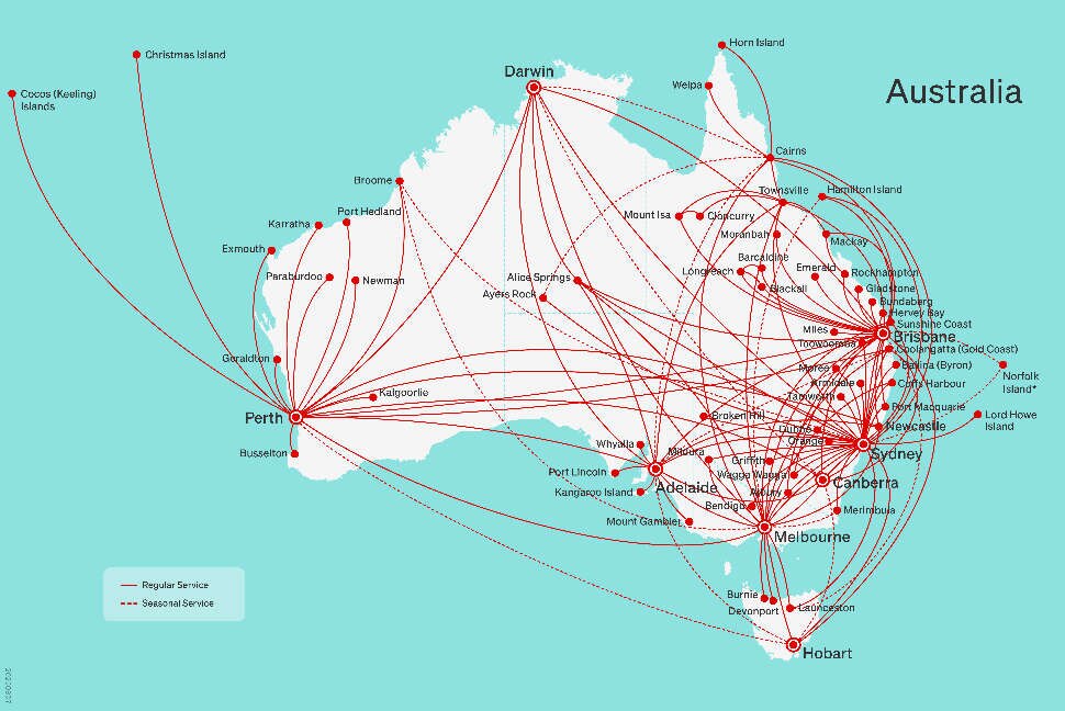 Qantas domestic flight network