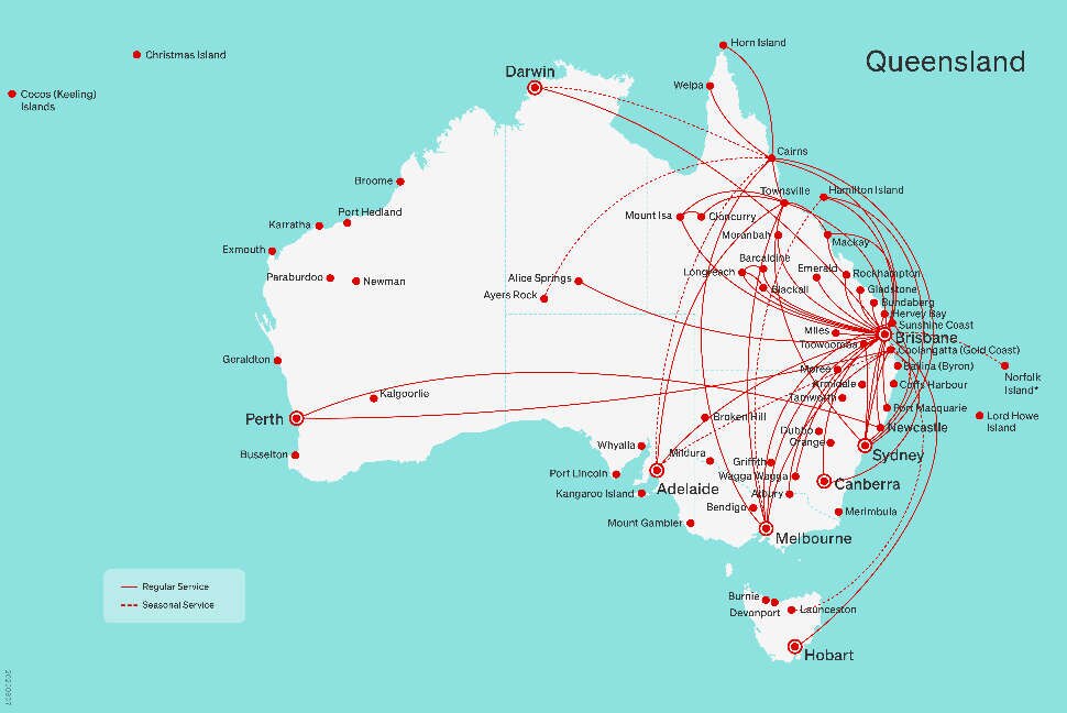 Direct flights to/from and within Queensland