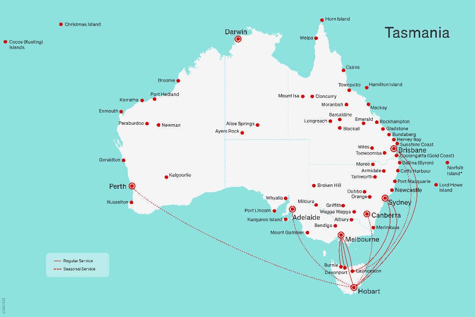 Direct flights to/from Tasmania