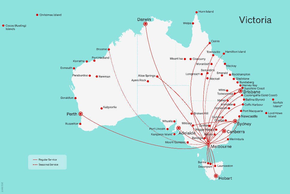 Direct flights to/from and within Victoria
