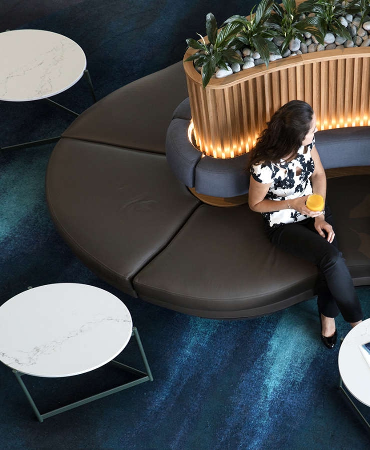 Couple relaxing in airport lounge