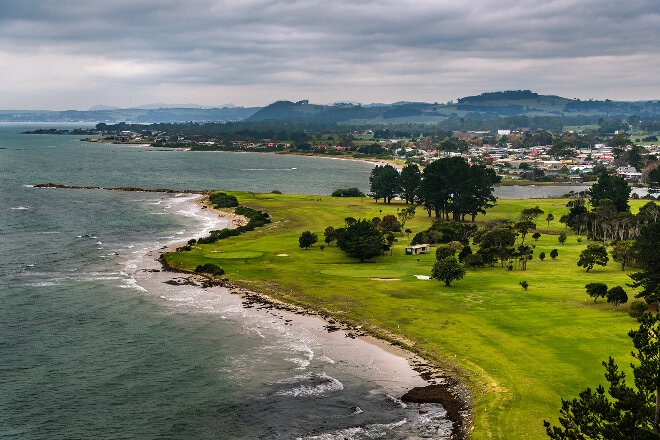 View of Burnie, Tasmania from Fossil Bluff
