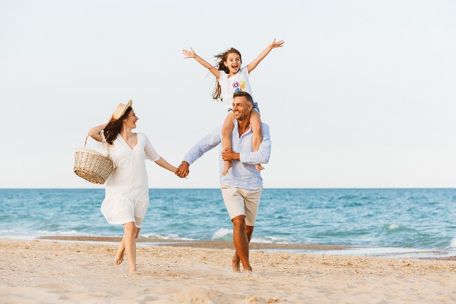 Family on beach