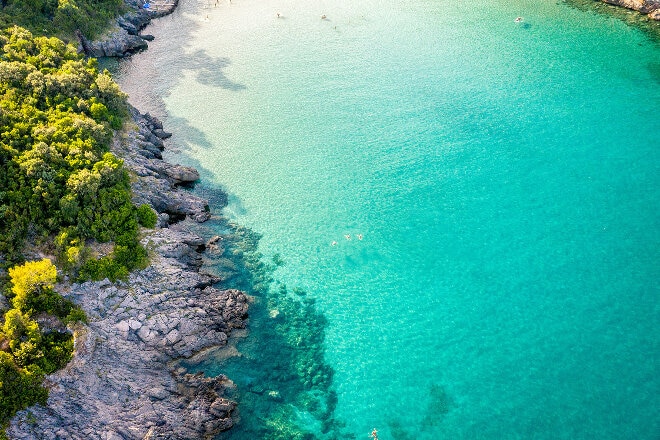 Aerial view of tropical beach