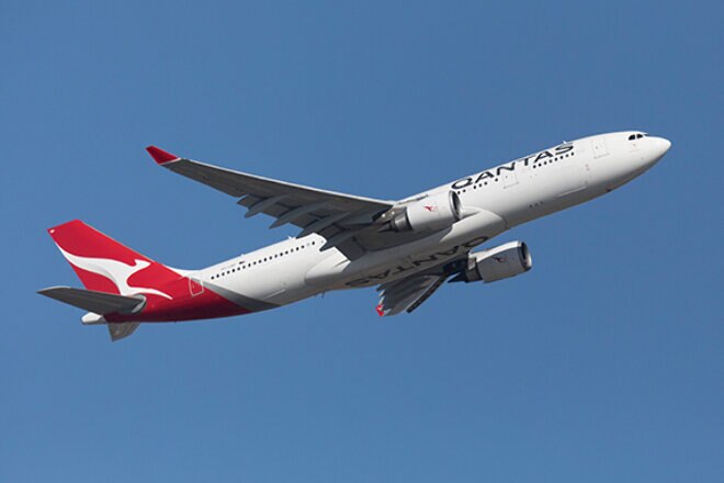 Qantas aircraft in the sky