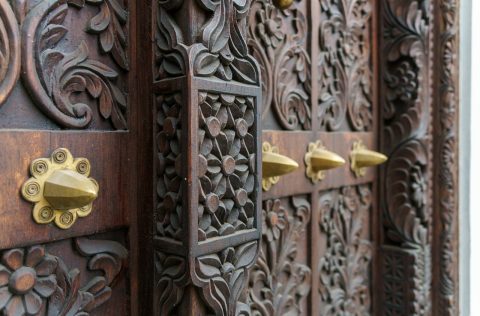 Carved wooden doors in Stone Town, Zanzibar City