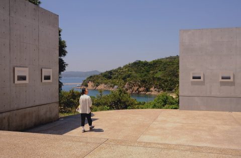 Benesse House Museum terracewith Hiroshi Sugimoto's Time Exposed photographic series