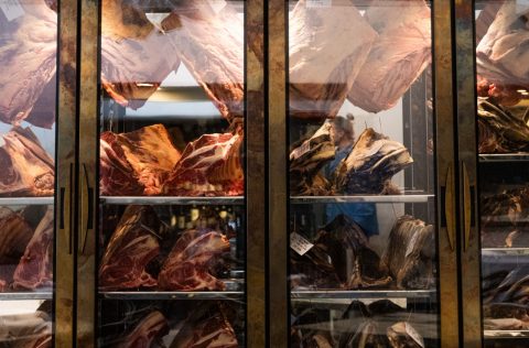 The dry-ageing meat cabinet at the Botanical Hotel, South Yarra, Melbourne
