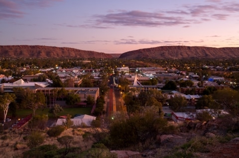 View of Alice Springs from Anzac Hill at Twilight