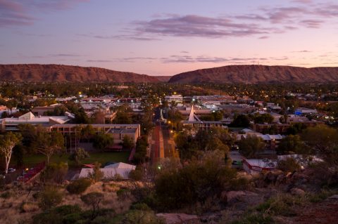 View of Alice Springs from Anzac Hill at Twilight