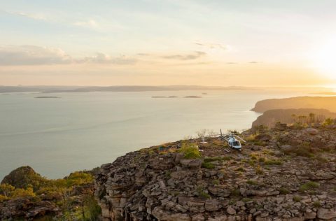 Heli-picnic at sunset with True North in the Kimberley, Western Australia