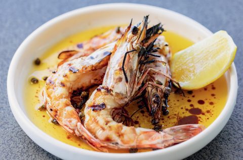 Grilled Skull Island prawns at Isola Bar e Cibo