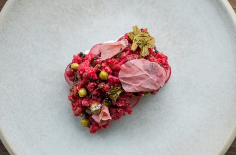 A dish at Barr restaurant in Copenhagen, Denmark