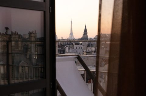 An Eiffel Tower view from the Hotel Dame des Arts