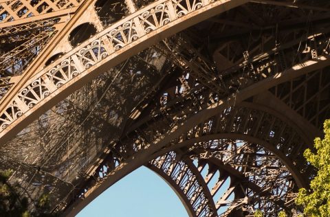 Up close to the Eiffel Tower