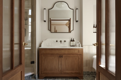 Suite master bathroom interior at Le Grand Hotel Cayre Paris