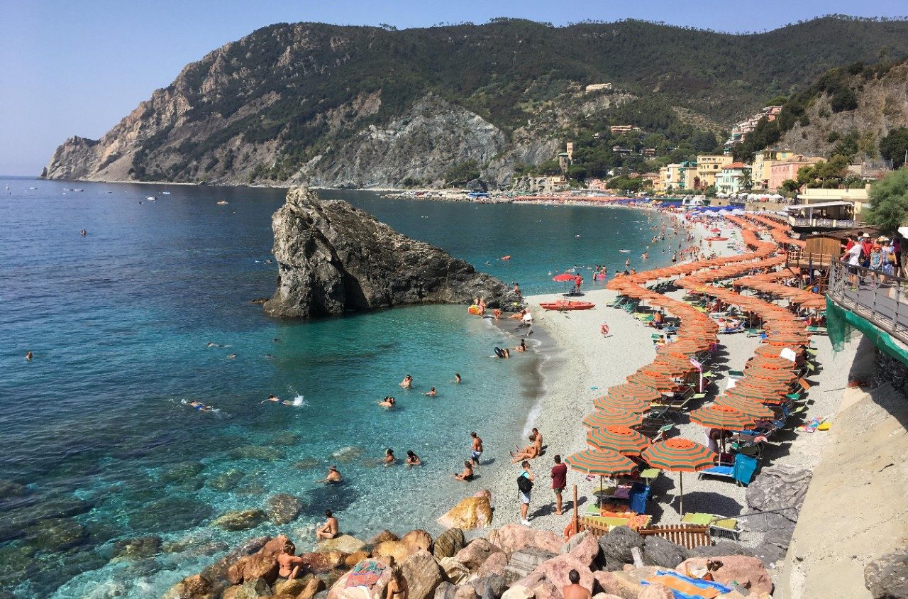 View of the beach at Monterosso al Mare, Italy