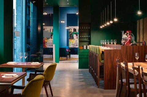 The dining room at Bentoteca restaurant, Milan