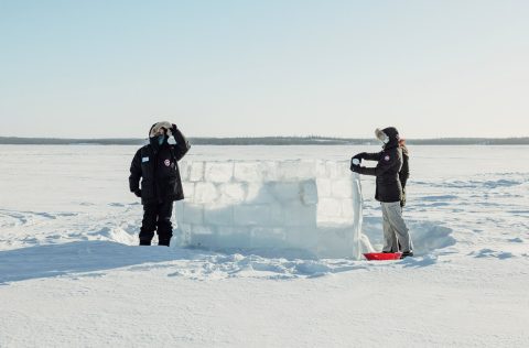 Building an Igloo in Yellowleaf, Canada