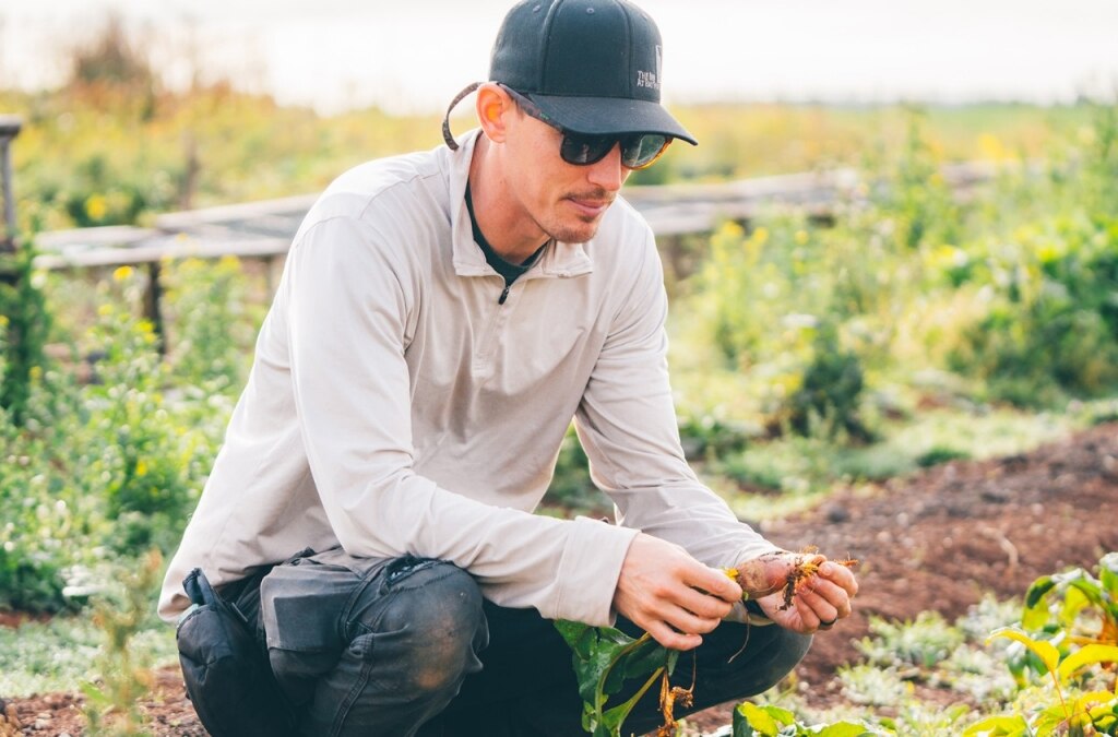 Farmer and head gardener Kevin Petrie at The Inn at Bay Fortune on Canada's Prince Edward Island