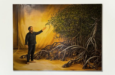 Christopher Bassi's self-portrait "Meeting The Mangrove" (2024)
