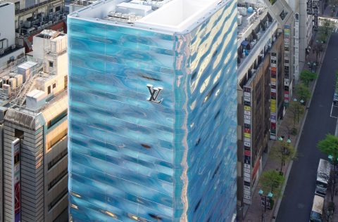 Exterior of the Louis Vuitton store in Ginza