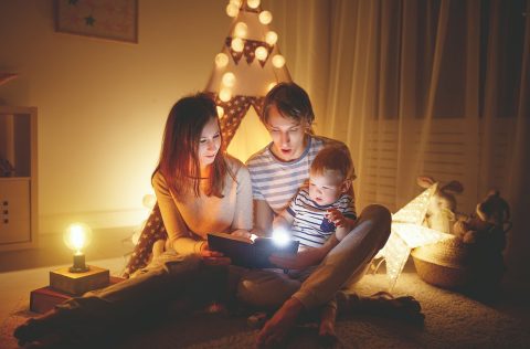Family reading book