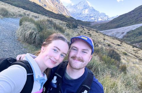 Qantas traveller Claire Osborne and partner