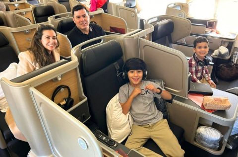 Qantas traveller Silvia Medina and her family
